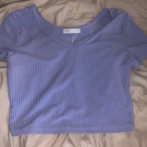 Purple V neck cropped t shirt